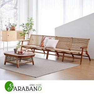 사라방드 북유럽 호텔디자인 원목 4인용 라탄소파 테이블 세트_휘로2/테라스/펜션리조트호텔가구