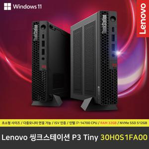 Lenovo 씽크스테이션 P3 Tiny 30H0S1FA00 워크스테이션 컴퓨터 / 윈도우11Pro설치 / RAM 32GB / NVMe SSD 512GB