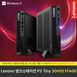 Lenovo 씽크스테이션 P3 Tiny 30H0S1FA00 워크스테이션 컴퓨터 / 윈도우11Pro설치 / RAM 32GB / NVMe SSD 2TB