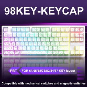 X68HE ATTACK SHARK 호환 호환(게임용 키보드 유선 기계식 키캡), 없음, KM98 PBT 키트만 핫 스왑 ACE68에