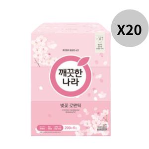 깨끗한나라 벚꽃 로맨틱 각티슈 미용티슈 200매 X120