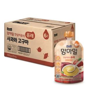 맘마밀 안심이유식 6개월 퓨레 사과와 고구마 100g x 20팩