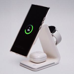 맥세이프 3IN1 거치형 스텐드 무선충전기 3단 LED 무드등 고속충전 애플_화이트 pt