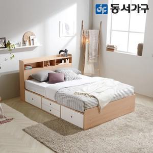 동서가구 비드가 퀸 Q 수납헤드 깊은서랍 침대+편백황토숯 케미컬폼독립 매트리스 DF643323