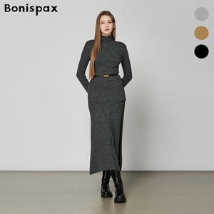 [롯데백화점]보니스팍스 울 터치 벨트 폴라 니트 앤 스커트 투피스 (XOCOP016M0)