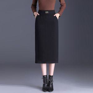 여자 정장 스커트 모직 랩 추동 하이웨스트 슬림핏 미디 원픽4