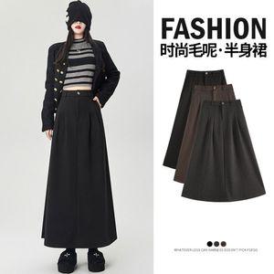 여자 정장 스커트 모직 미디 추동 하이웨스트 햅번느낌 A라인 롱 원픽4