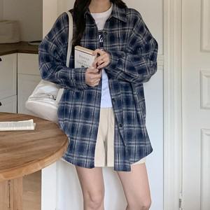 [다잇템] 여자 피치기모 박시핏 캠퍼스 셔츠 롱 FW 셔츠