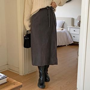 여자 겨울 코듀로이 심플 H라인 허리스트랩 롱스커트