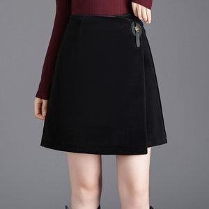 여자 정장 스커트 언밸런스 모직 A라인 추동 하이웨스트 슬림핏 캐주얼 원픽4