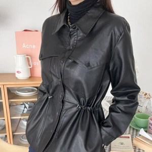 [옷자락] 여자 가죽야상 놈코어록 봄 가을 초겨울 허리조절 자켓