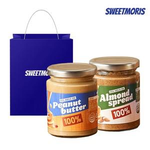 [스윗모리스] 100  오리지널 스프레드 땅콩버터 아몬드 250g 선물세트 (쇼핑백포함)