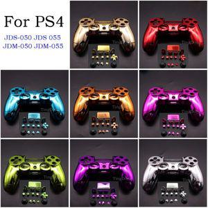 게임 컨트롤러 전체 하우징 케이스 쉘 버튼 교체 세트 DIY 수리 크롬 커버 PS4 Pro JDS 055 050 JDM-055 모