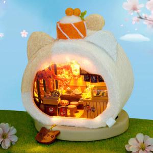 DIY 나무 미니 스시 가게 카사 인형 집 미니어처 빌딩 키트 일본 여아용 가구 생일 선물