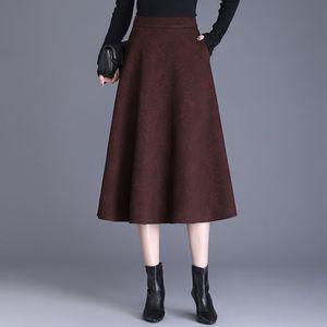 여성 세련도도녀 정장 스커트 자카드 모직 추동 단상 미디 A라인 우산 하이웨스트 OOTD4