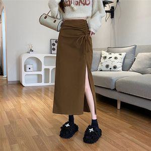 여성 세련도도녀 정장 스커트 빅사이즈 추동 모직 힙스터 미디 OOTD4