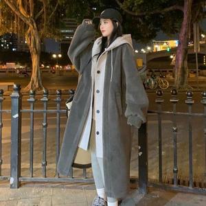 [JHP02Q7Q_51IB]겨울 후리스롱코트 아우터 일체형 양털코트