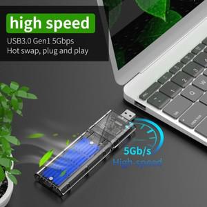 듀얼 프로토콜 M.2 NGFF SATA 인클로저 외장 SSD 케이스, USB 3.0 하드 드라이브 디스크 커버, 5Gbps HD 스