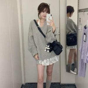 [오노마] ONM 레이스 시스루 리본 여자 레이어드 원피스
