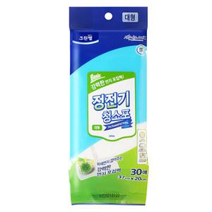 (무료배송) 크린랩 정전기청소포 대형 30매/건식티슈/건식청소포/일회용걸
