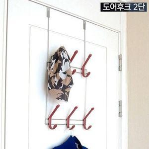 키친아트 걸이 도어후크 2단 (문훅)옷걸이 수납형 수납 스텐 스텐벽 레스 후크