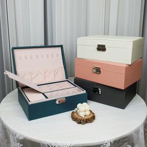 풀커버링 2단 8클립 가죽 악세사리 보관함 귀걸이 반지 목걸이 시계 정리함 보석함 케이스