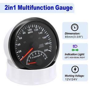 빨간색 LED 2 IN 1 다기능 85mm GPS 속도계 게이지 안테나 + 타코미터 8000 RPM 자동 요트 12V24V 용 방향