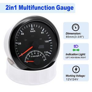 GPS 속도계 게이지 및 타코미터 좌회전 등 자동차 보트용 적색 LED 8000RPM 타초 125KHM 85mm
