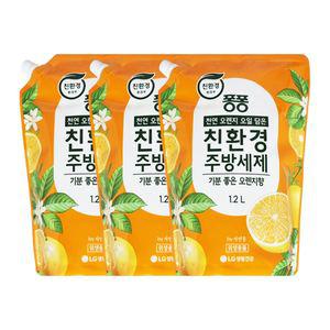 엘지 퐁퐁 친환경 주방세제 기분좋은 오렌지 1.2L X 3개