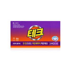 테크 한장씩 뽑아쓰는 세제 20매 로맨틱 플라워향 드럼 일반 겸용 세탁세제