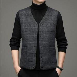 M3T남자조끼 캐쥬얼 아빠옷 리카4 패딩 겨울 체크 민소매 모직 따뜻한 캐주얼