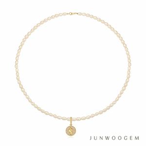 18K 리얼 담수 진주 파베 코인 목걸이