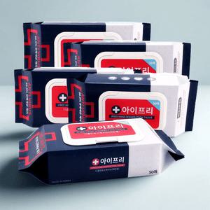 소독티슈 알콜 살균 손소독 물티슈 아이프리 50매 5팩
