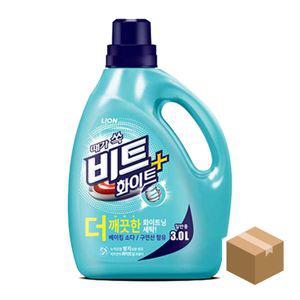 4입 비트 업소용 대용량 액체 3L 세탁가루 라이온코리아 도매 화이트플러스 세탁 세제