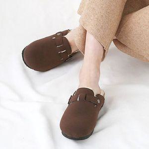 가을 간절기 패션 슈즈 버클 스트랩 여성 뮬슬리퍼