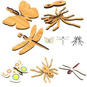 곤충모형 만들기 3종세트 B 거미 잠자리 나비 목재 피규어 조립 꾸미기 입체퍼즐 DIY