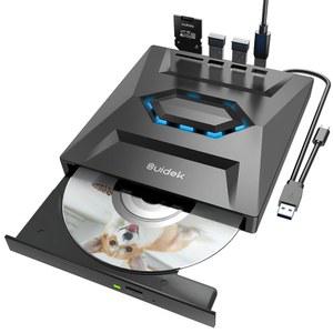 노트북용 SUIDEK 외장 CD DVD 드라이브, USB C 휴대용 CD /DVD + /-RW 버너 플레이어(SD 카드 리더 3.0 유형 허브, 노트북 PC Windows Linux와 호환)