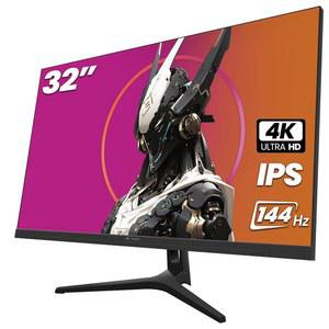 CRUA 32인치 4K 게이밍 모니터, IPS UHD(3840 * 2160P) 144Hz 모니터, 컴퓨터 모니터 지원 FreeSync, HDR, DCI-P3 97%, 1.07B 컬러 깊이, HDMI 2.1 /DP 1.4 및 내장 스피커, 지원 월-블랙