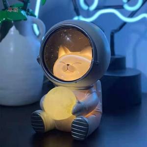 LED 고양이 무드등 캐릭터조명 취침등 우주캣 우주곰 헬멧안쪽 동물 우주비행사