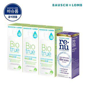 [바슈롬] 리뉴 바이오트루 500ml x 3개 + 어드밴스 355ml x 1개 소프트 렌즈 세척액