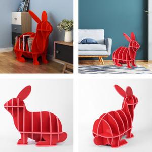 오늘출발샵 DIY 토끼 디자인 동물 책장 선반 73X66CM 빨간색 디자인선반책장