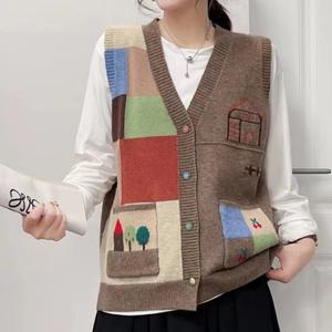 새로본(봄가을)퍼3856~5810여성조끼 자수 여자 미시니트 베스트