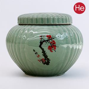 국산 도자기 단지 청자대나무단지 1kg 경옥고 꿀 소금 된장 고추장 항아리 선물
