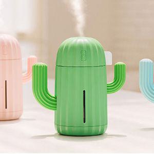 위플 선인장모양 USB 충전식 무선 가습기 그린소형 차량용 무드등 LED 책상용 필터 램프 미니