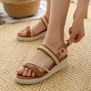 [분홍코끼리] (경량창) 신세계 배색 웨지샌들(5cm)