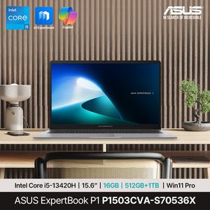 ASUS ExpertBook P1 P1503CVA-S70536X 인텔 i5-13420H 16G 512G+1T 15.6인치 윈11프로 AI코파일럿 사무용 노트북