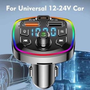 차량용 블루투스 5.0 FM 송신기 무선 어댑터, 마이크 오디오 리시버, 자동 MP3 플레이어, 2.1A 듀얼 USB 고