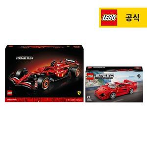 테크닉 42207 Ferrari SF-24 F1 레이스 카 +스피드챔피언 76934 Ferrari F40 슈퍼카