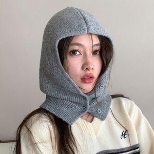 넥워머 니트모자 포버튼 풀오버 바라클라바 그레이후드 방한 털모자 머플러 목도리 여성