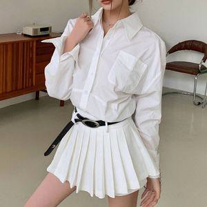 G126508 벨트세트 미니 플리츠스커트 치마바지여름 흰색 화이트 백색 캐주얼 심플